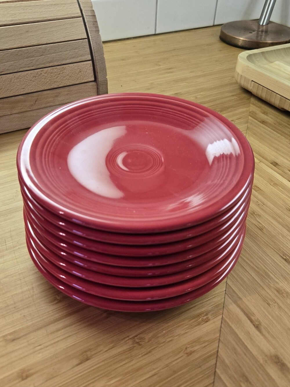 Ceramic Red Dinner Plates - Set of 8